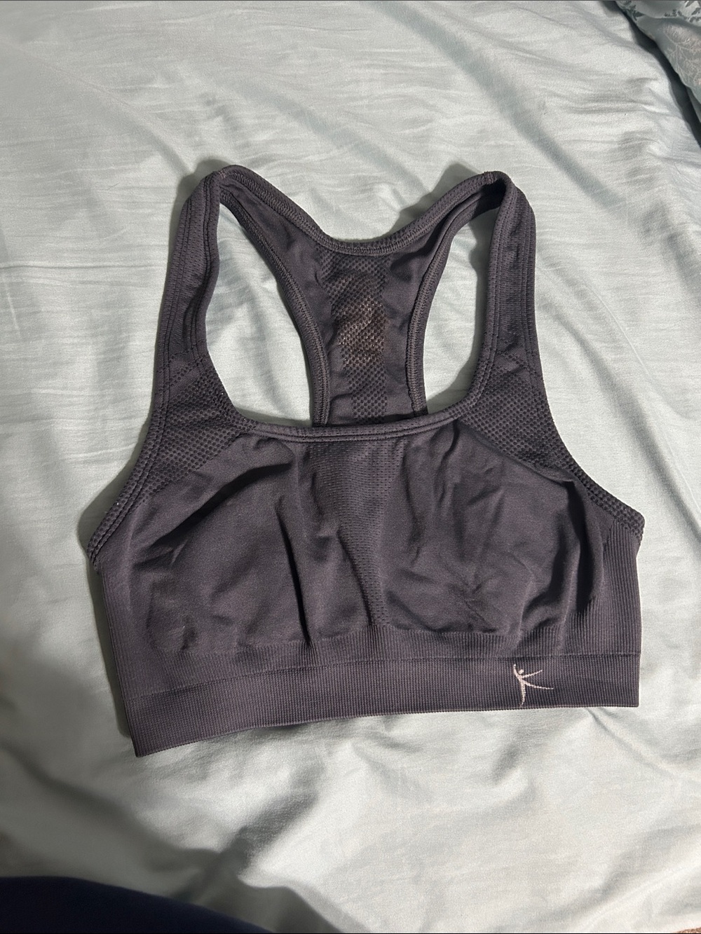 Mesh-Back Racerback Sports Bra - Charcoal